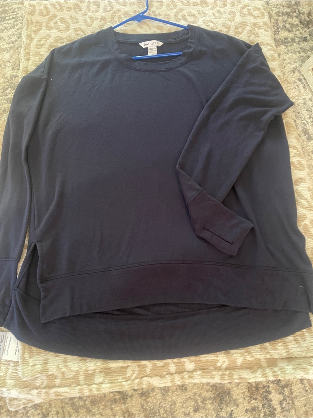 Athleta Navy Crewneck Long-Sleeve Pullover